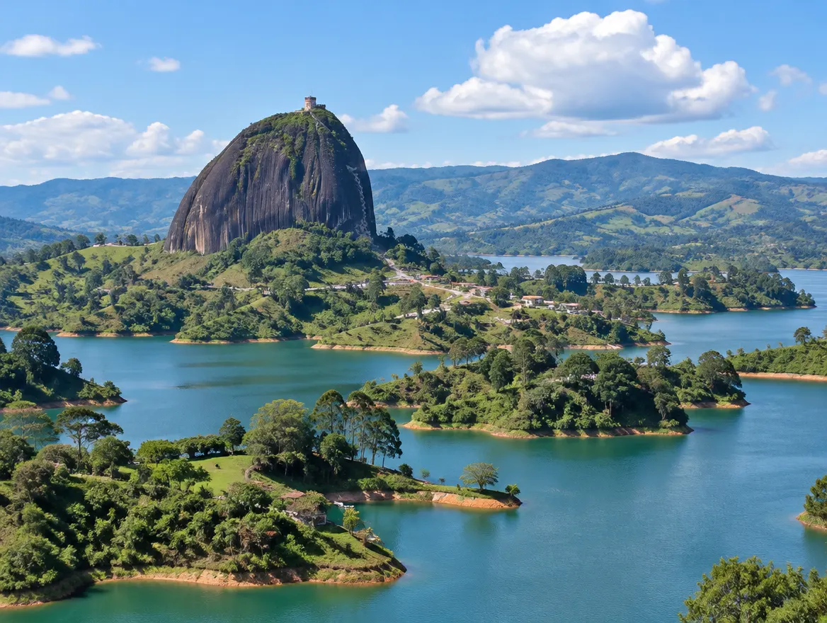 Piedra de El Peñol sobre el embalse de Guatapé